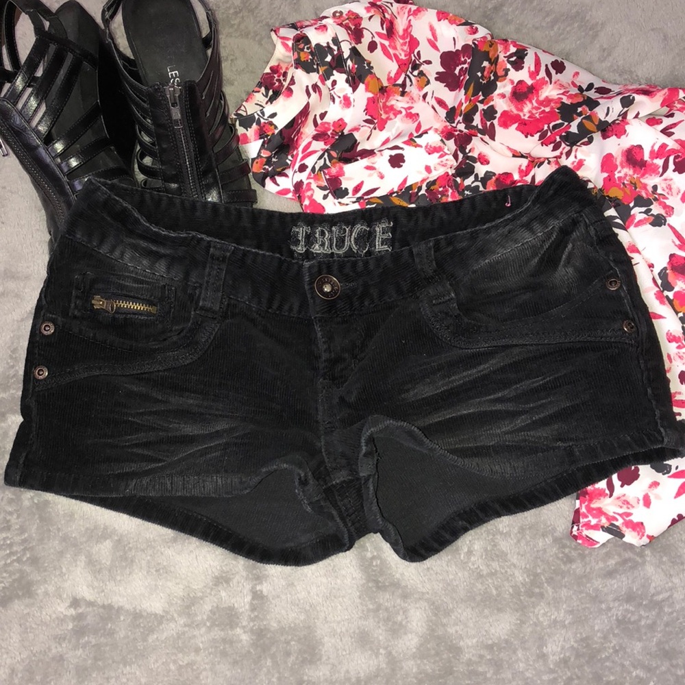 Black cord shorts